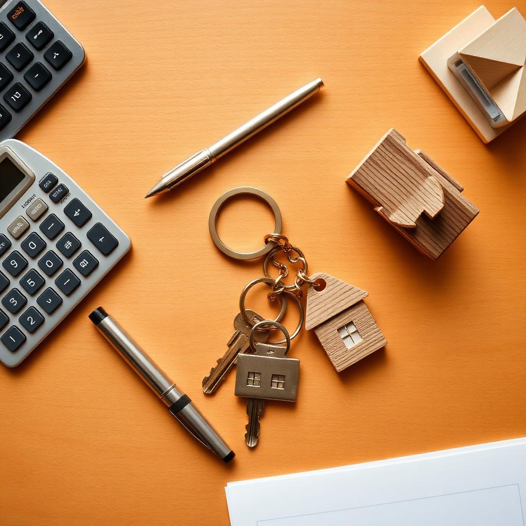 House keys, calculator and model house — Florida closing costs.