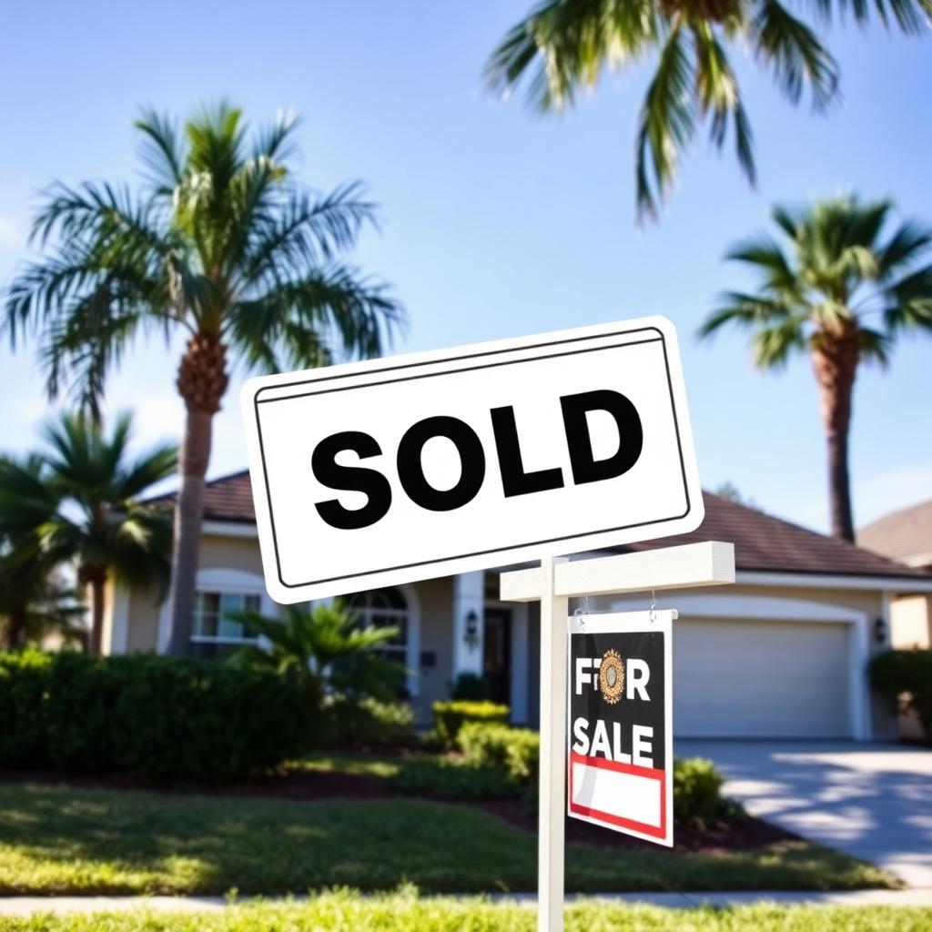 SOLD sign in front of a Tampa Bay Florida home with palm trees.