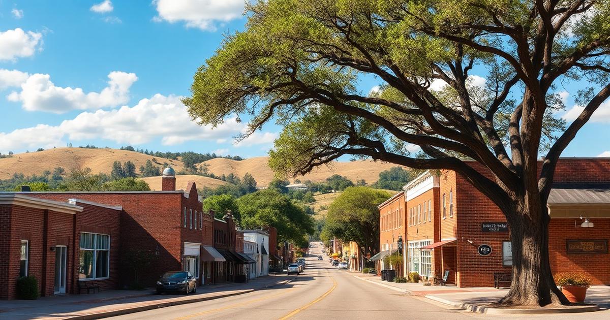 Historic small-town main street in Dade City, Florida.