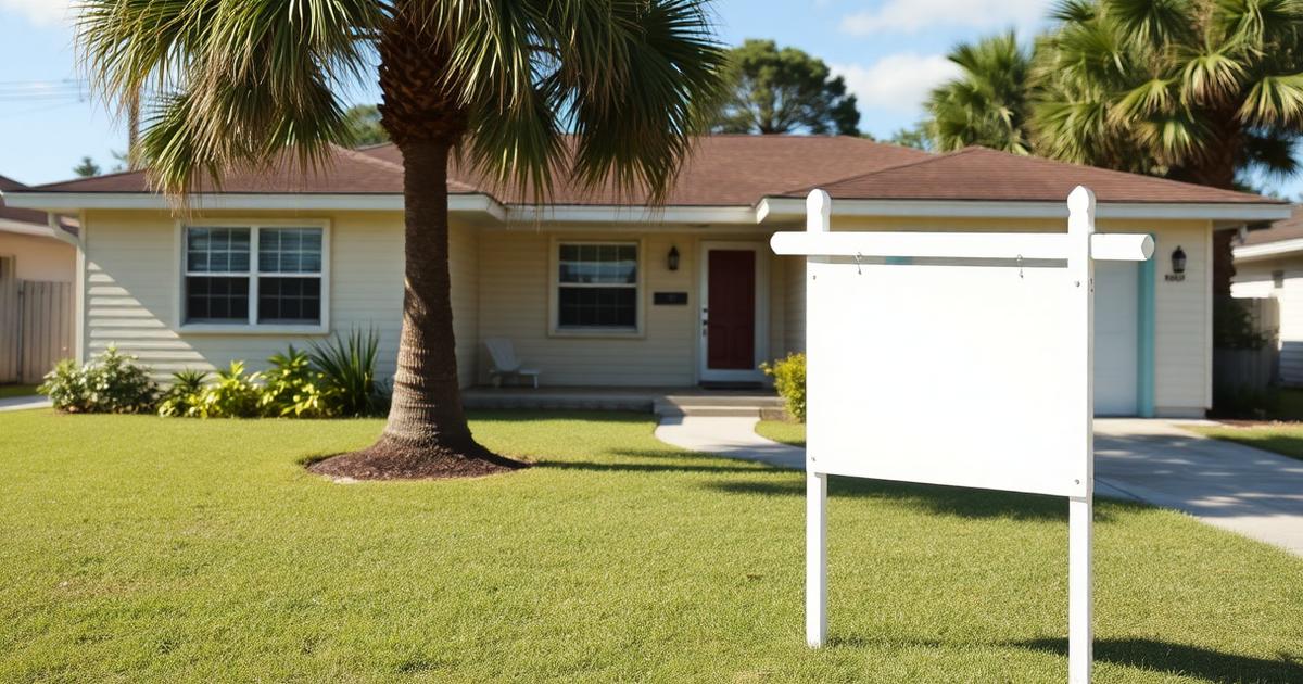 For sale sign in front of an older Tampa Bay home.